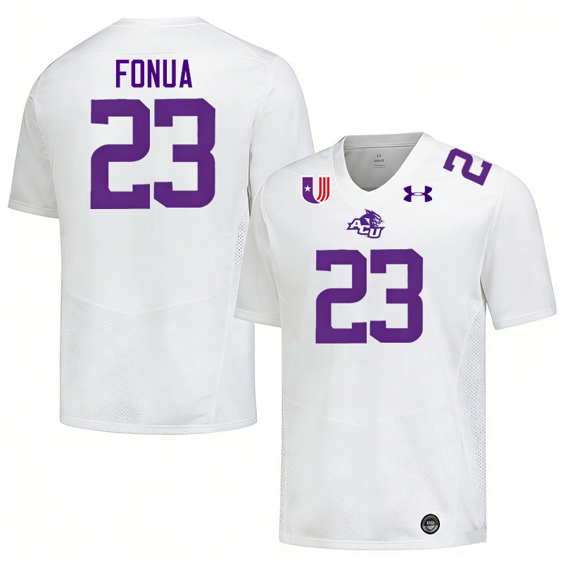 Abilene Christian Wildcats #23 Zion Fonua College Football Jerseys,Uniforms Stitched-White